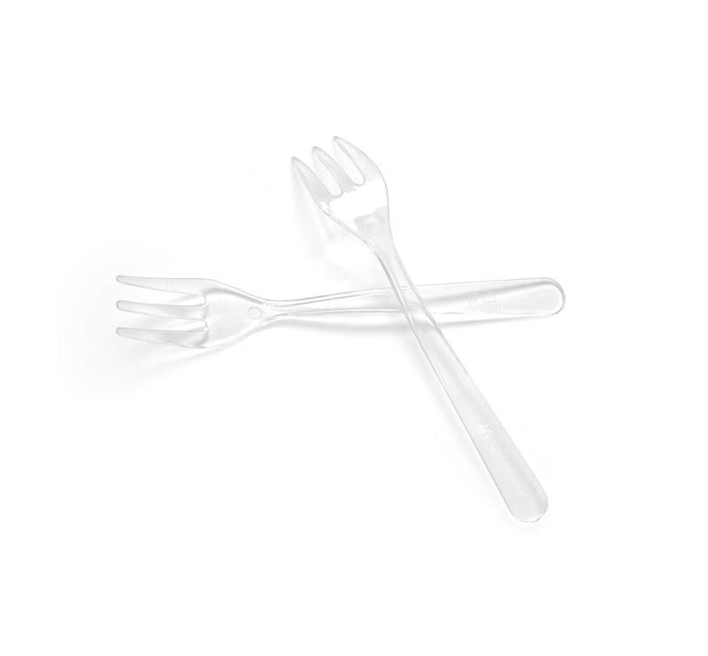 Zappy 100 Clear Plastic Mini Forks 3.5 inches Multicolor Mini Appetizer Forks Perfect for Dessert, Pickle, Cocktail, Oyster, Tastings and Events - Image 1